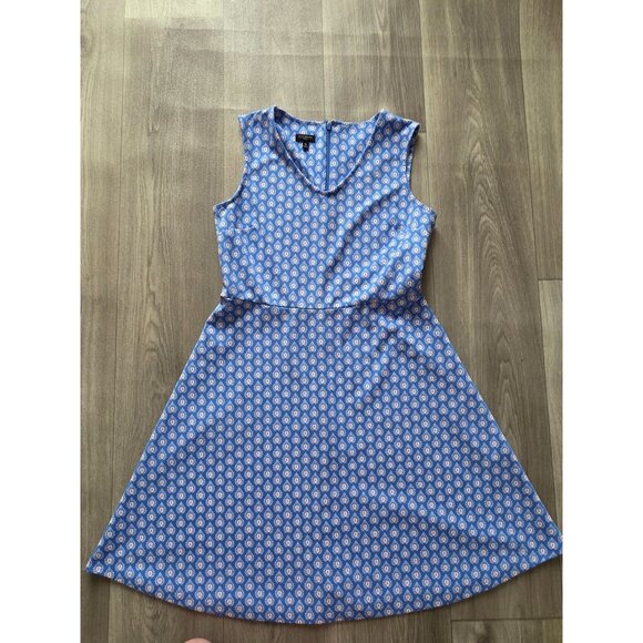 Talbots Petites Blue Pattern Sleeveless Fit Flare Dress MP - Picture 4 of 8